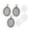 Picture Frame Pendants - Oval with Decorative Frame, Antiqued Imitation Silver, for 25x18mm Pictures - Set of Three
